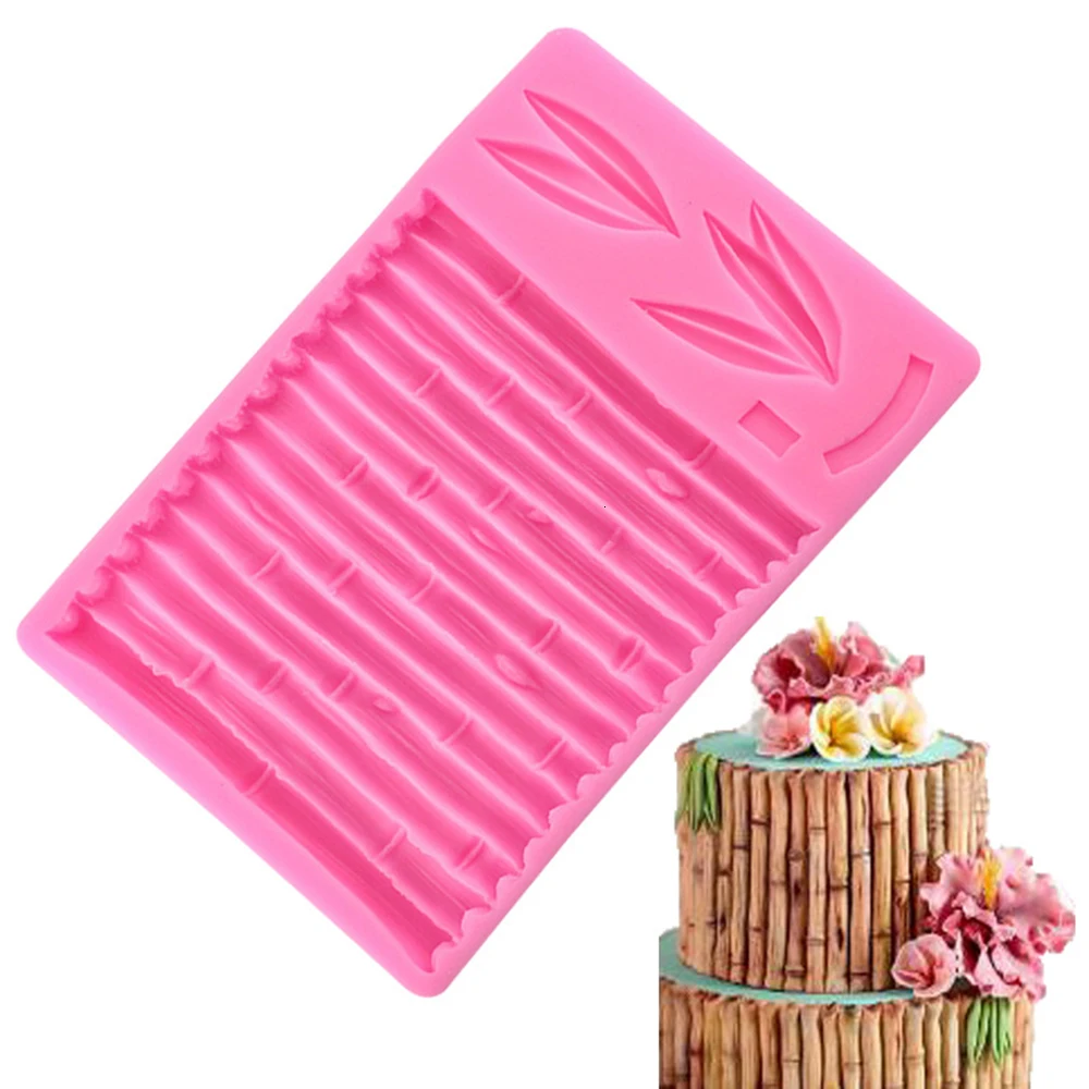 3D бамбуковая Силиконовая Форма торт кайма для мастики формы DIY Украшение торта сахарата инструменты Конфеты шоколадная мастика формы - Цвет: pink