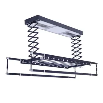 

Modern Minimalist Home Electric Lifting Racks Balcony Aluminum Alloy Smart LED Lights Wireless Remote Control Clothes Rail