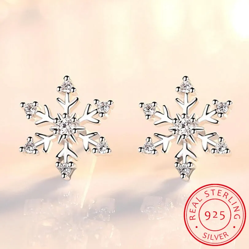 Luxury Zirconia Snowflake Stud Earrings For Women 925 Sterling Silver Earrings boucle of oreille earrings S-E582 - AliExpress