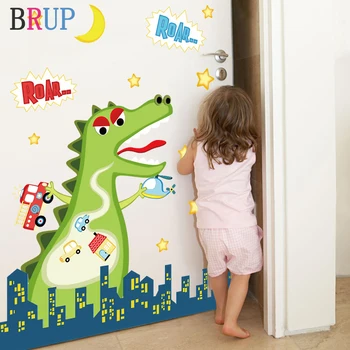 

Friendly Dinosaur Wall Stickers for Kids Room Cartoon Animals Home Decor Creative Art Vinyl Wall Decal Creative House Decoration