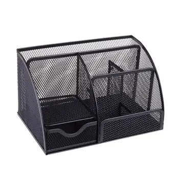 

Home Office Desk Tidy Organiser Pen Holder Mesh Stationery Container Cosmetic Storage Rack Wrought Iron New Stretchable box