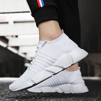 

Men Sneakers Summer Lightweight Casual Shoes Men Lace-Up Walking Socks Shoes Trainers Mesh Flat Homme Big Size Tenis Masculino