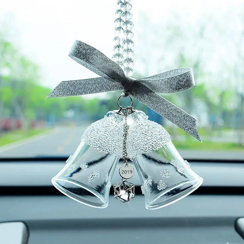 Хрустальный автомобильный кулон в форме колокольчика, прозрачный ветряной колокольчик, украшение подвески, подвесные украшения, рождественские подарки, украшение автомобиля