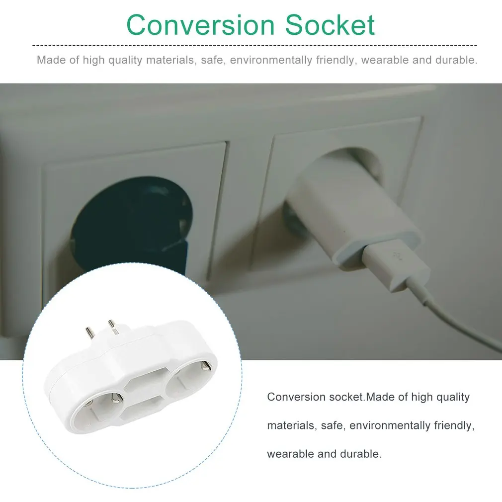 Triple Plug Protective Contact Multiple Plug Power Distribution Adapter EU to Russian Conversion Socket