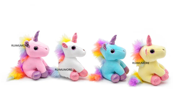Милая плюшевая лошадь, 4 цвета, 12 см, стоящая плюшевая игрушка, брелок, плюшевая игрушка - Цвет: Светло-желтый
