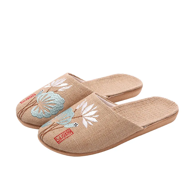 Suihyung Summer Home Shoes Casual Flax Slippers Women Anti-slip Linen Sole Slides  Female Flat Sandals Couple Indoor Flip Flops - AliExpress