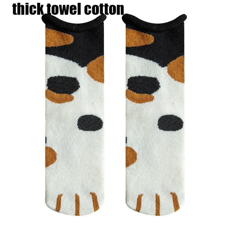 521W4 COTTON Зимние теплые носки с кошачьими лапами для женщин; толстые коралловые флисовые Носки для девочек; домашние Пушистые Носки-тапочки; Kawaii; рождественские носки с когтями - Цвет: 521W4 COTTON