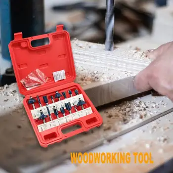 

12/15pcs 1/4 inch Hard Alloy Shank Woodworking Milling Cutters Router Bit Trimming Engraving Wooden Hardwood Cutting Tool