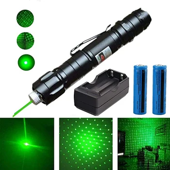 

532nm 5mW Green Laser Pointer Sight Series Powerful Flashlight Device Adjustable Focus Lazer Lasers Pen+18650 Battery