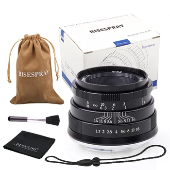 

RISESPRAY Camera Lenses 35mm f1.7 Lens APS-C Fixed Focus Lens For Canon EOS-M Mount E Mount Fuji FX Mount BLACK