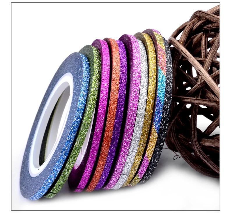 

Allnewelook 10 Rolls Mixed Color Nail Striping Tape Sticker Ribbon Line For DIY 3D Nail Art Tips Decorations Nail Foil Decals