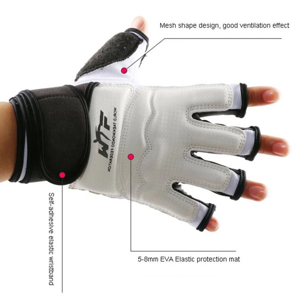 SINOBUDO WTF long tape Taekwondo Gloves Training Boxing Gloves Foot Guard Ankel Support One Set Foot and Gloves Protector