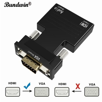 

Bundwin 1080P HDMI to VGA Female to Male Digital To Analog Audio Video Converter adapter for PC Laptop TV Box Projector