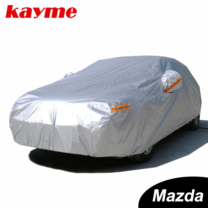 sheepskin seat covers Kayme Waterproof full car covers sun dust Rain protection car cover auto suv protective for mazda 3 2 6 5 7 CX-3 cx-5 cx-7 axela car number plate