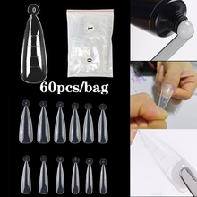 60 pçs/set Molde Formas de Unhas Postiças Praça Dicas Estilete Ponta Afiada Stilettos Falso Prego Salão de Manicure Gel UV Fácil Aplicar Extensão