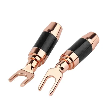 

4PCS HIFI Banana Male Jack U/Y Spade Adapter Acoustic Terminal Carbon Fiber Copper Speaker Audio Connectors Screw Fork Spade