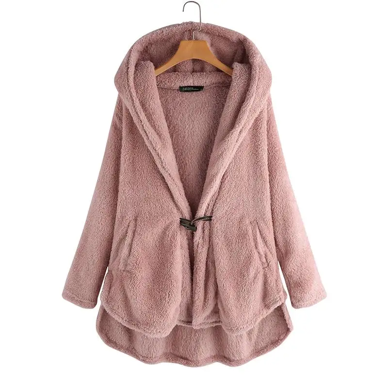 Plus Size Winter Womens Zip Up Open Hooded Hoodies Long Sleeve Coat Tops Jacket