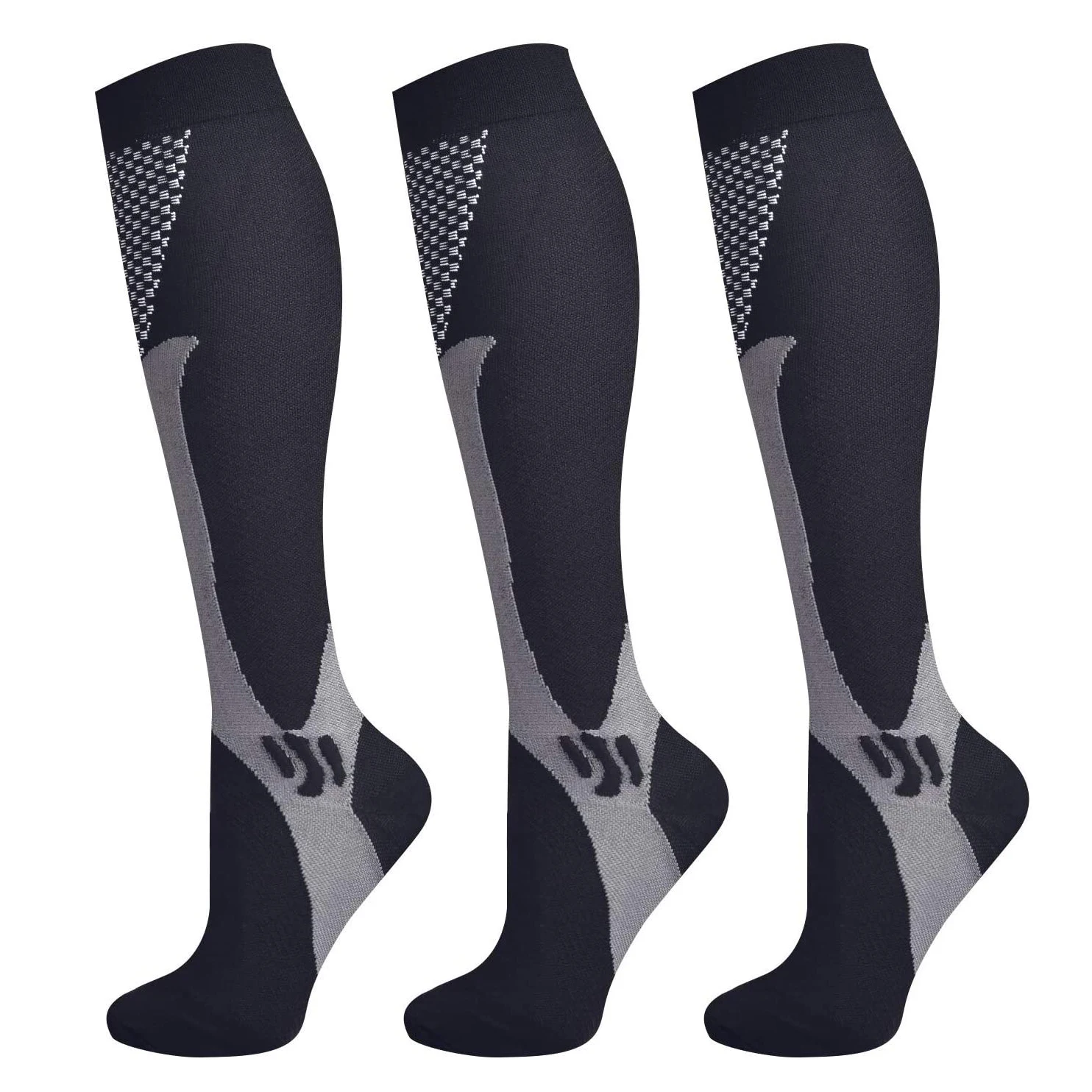Brothock-calcetines de compresión cómodos para hombre y mujer, medias de nailon atléticas para enfermería, deportes, correr, 20-30 mmHg, 3 pares