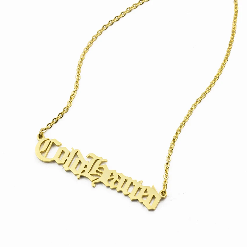  Personalized Old English Name Necklace Stainless Steel Custom Old Vintage Font Name Tiny Letter Pen