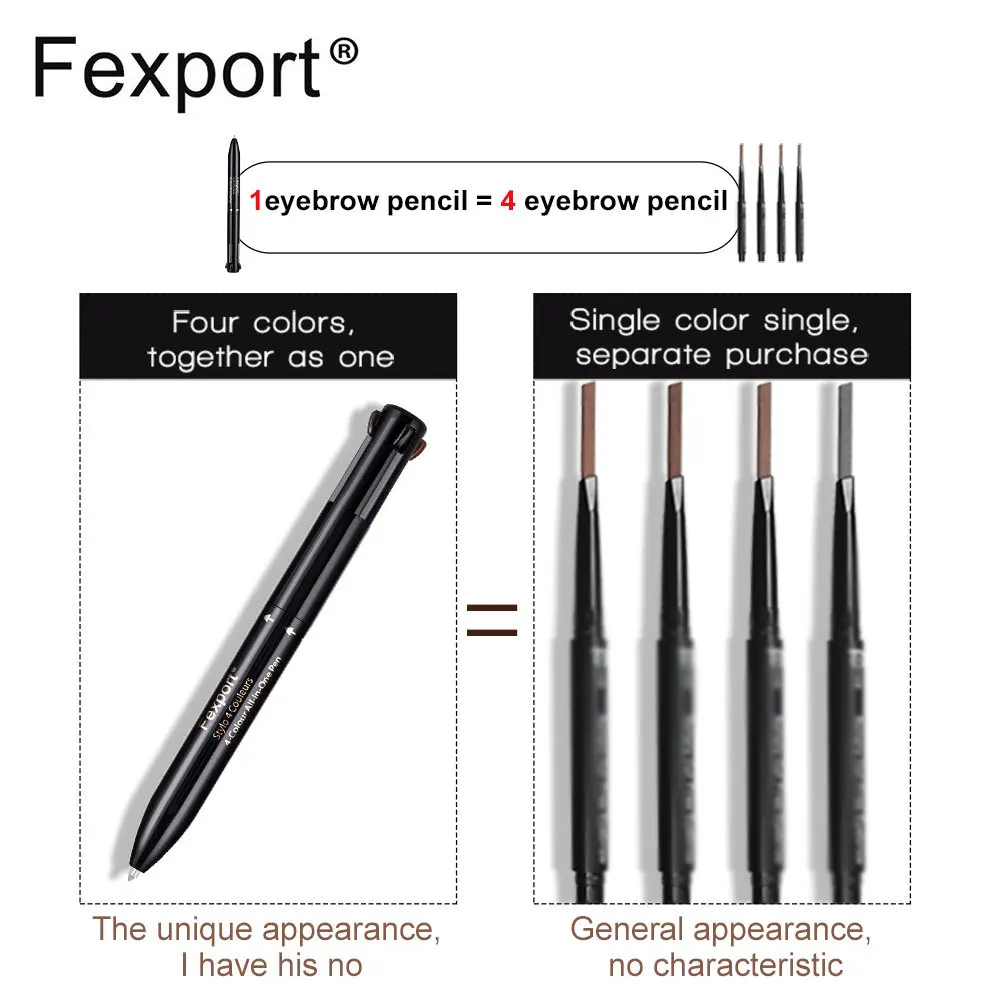 Fexport 4in1карандаш для бровей, натуральный водостойкий жидкий карандаш для бровей, профессиональный макияж, косметика для бровей и глаз - Цвет: F6105