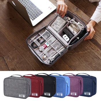 

Travel Closet Organizer Case for Accessories Storage USB Cosmetics Portable Data Cable Headphones Digital Zipper Bag Charger