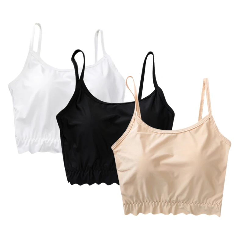 

Women Versatile Sleeveless Lace Cotton Off Shoulder Slim Solid Color Sexy Strap Top Tube Lace with Chest Pad M / L / XL