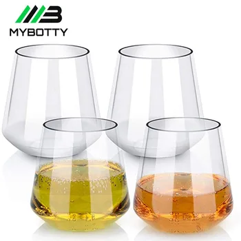 

MYBOTTY 4Pcs Tritan Whiskey Wine Cup Set Plastic Shatterproof Wine Cup Beer Juice Milk Mug Drinkware For Camping Bar Party