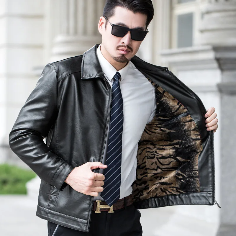 Blog Winter Leather Jacket Men Turndown Collar Thickened Plus Velvet Warm Motorcycle Jackets Man Plus Size Coat Chaqueta Moto Hombre