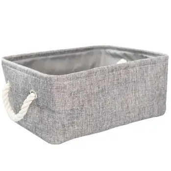 

Foldable Storage Bin Rectangular Fabric Storage Basket with Cotton Rope Handles Grey M