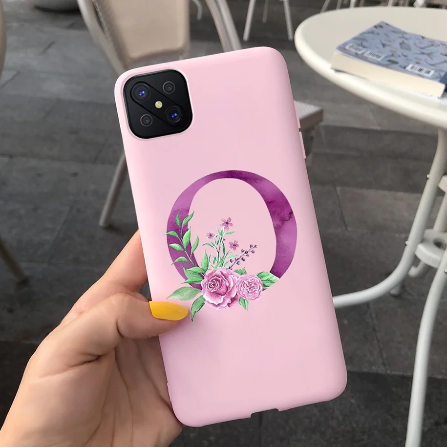 Cute Letters Soft TPU Phone Case - Simple Black Pink Back Cover