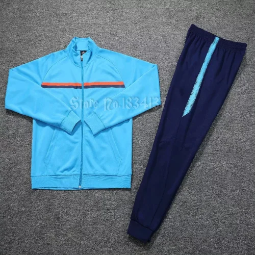 Высококачественный Спортивный костюм, набор для футбола, мужская футбольная тренировочная куртка, костюмы для взрослых, униформа на заказ, комплекты зимней спортивной одежды, новинка - Цвет: Blue