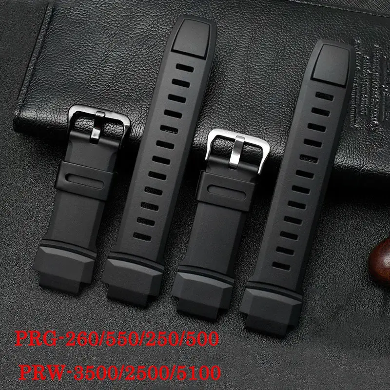 Ремешок силиконовый для Casio PRG-260/550/250/500 PRW-3500/2500/5100 мужской резиновый браслет