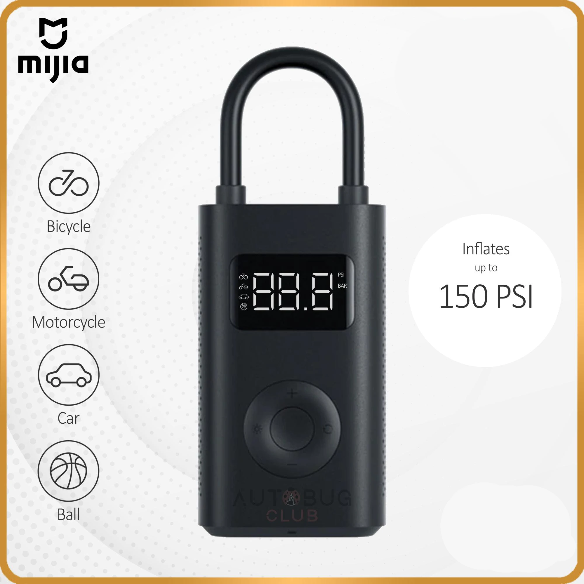 Новый электрический воздушный насос Xiaomi Mijia портативный перезаряжаемый 150 PSI USb