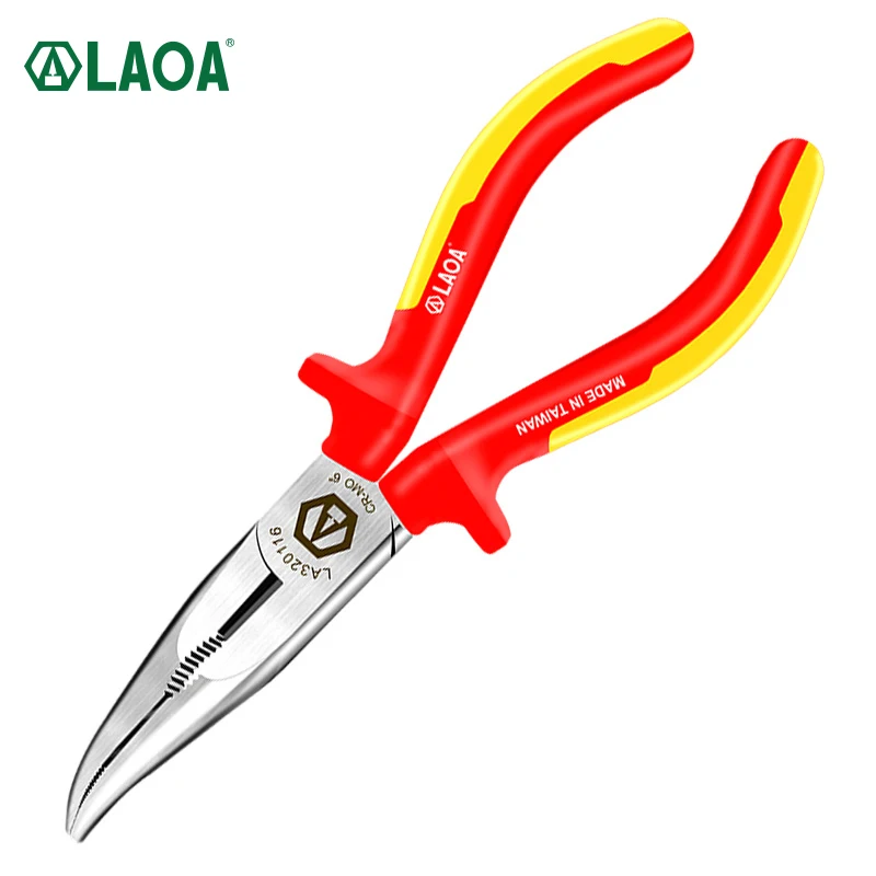 

LAOA VDE 1000V Insulated Bent Nose Pliers Long Nose Pliers Electrician Wire Cutters German Certification Made in Taiwan,China