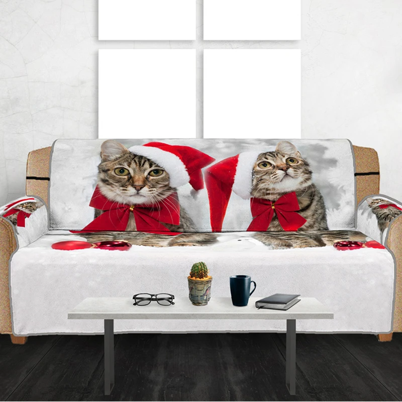 Веселый Рождественский принт растягивающиеся секционные Чехлы для диванов один