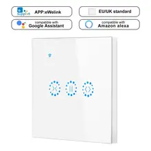 Умный переключатель управления Лер WiFi электрические сенсорные жалюзи занавес переключатель 3 банды ЕС стандартный Ewelink приложение Голосовое управление от Alexa Echo