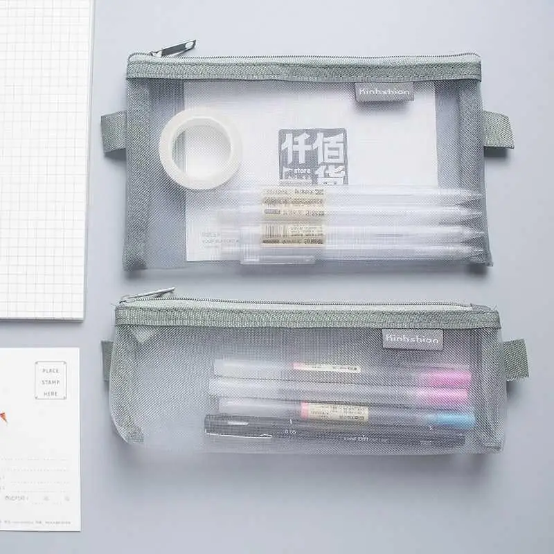 Mejor Compra Estuche transparente de malla para lápices, estuche escolar de nailon de gran capacidad, para regalo de Chico, suministros de oficina, Papeterie creativo aVjn6a9Lo