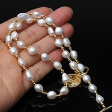 Collana di perle barocche per donna, collana girocollo di perle d'acqua dolce bianca per ragazze collana di dollari moda