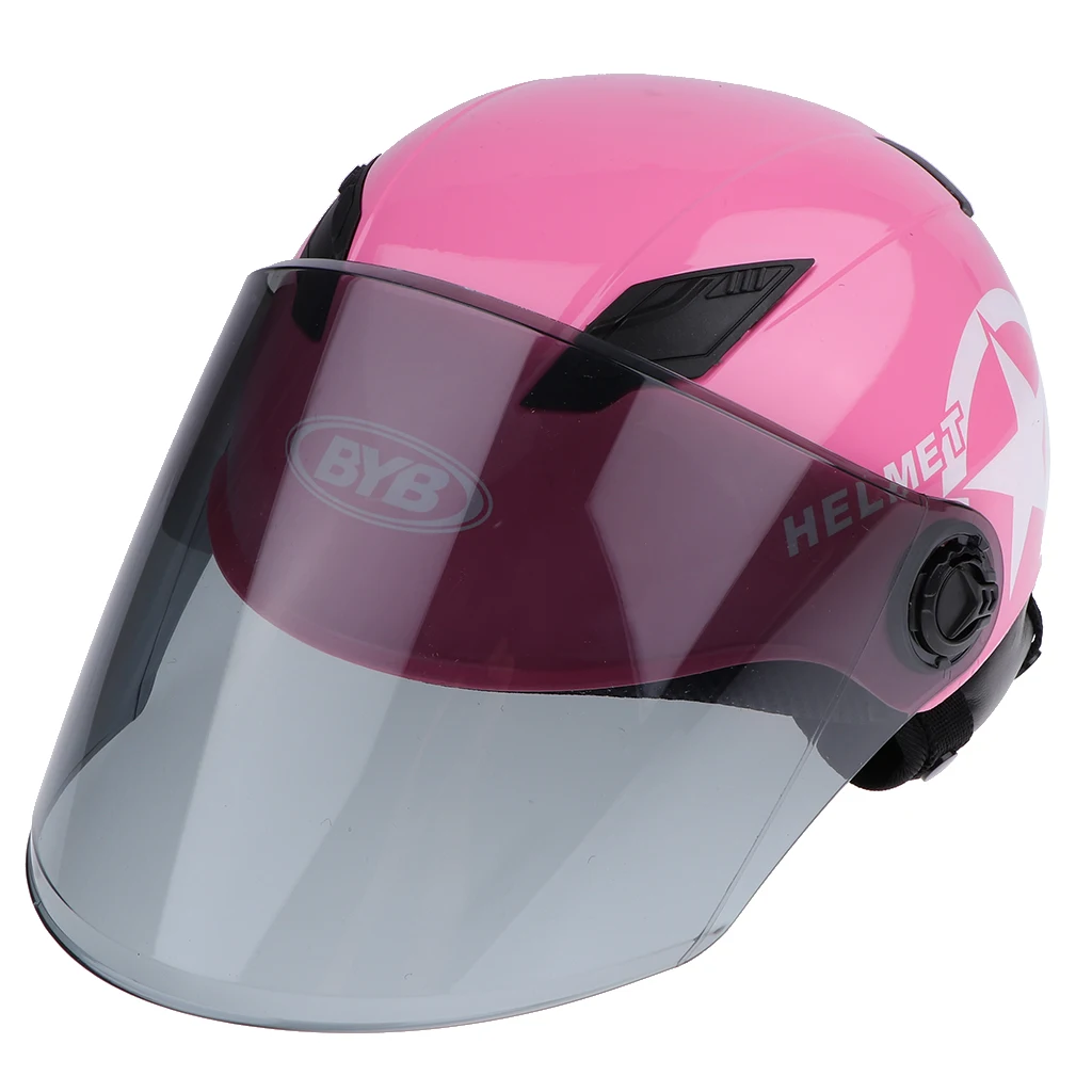 MagiDeal Motorcycle Helmet Single Shield Racing Moto Helmet Pink Tawny Lens
