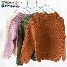 Зимние Утепленные свитера для девочек, новая трикотажная одежда для больших мальчиков, пуловер, свитер для мальчиков, осенние свитера для маленьких девочек, детская одежда