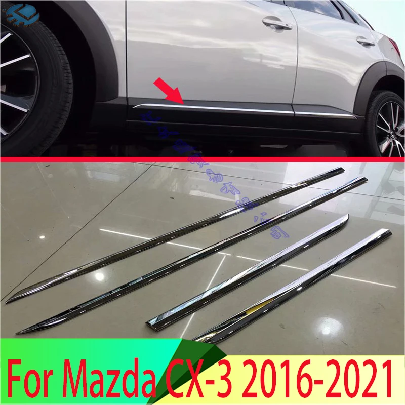 

For Mazda CX-3 2016-2021 ABS Chrome Side Door Line Garnish Body Trim Accent Molding Cover Bezel Styling Protector