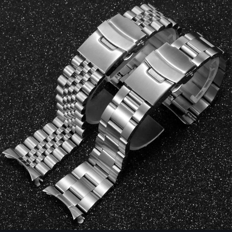 20 22mm men's stainless steel strap suitable for Seiko No. 5 green water ghost SRPD63 waterproof folding clasp SKX007 9 173 175