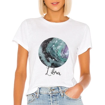 

Libra Spring Summer Tee shirt Harajuku T shirt Women Pretty Beautiful Constellation T-shirts ropa mujer Round Collar Tshirt