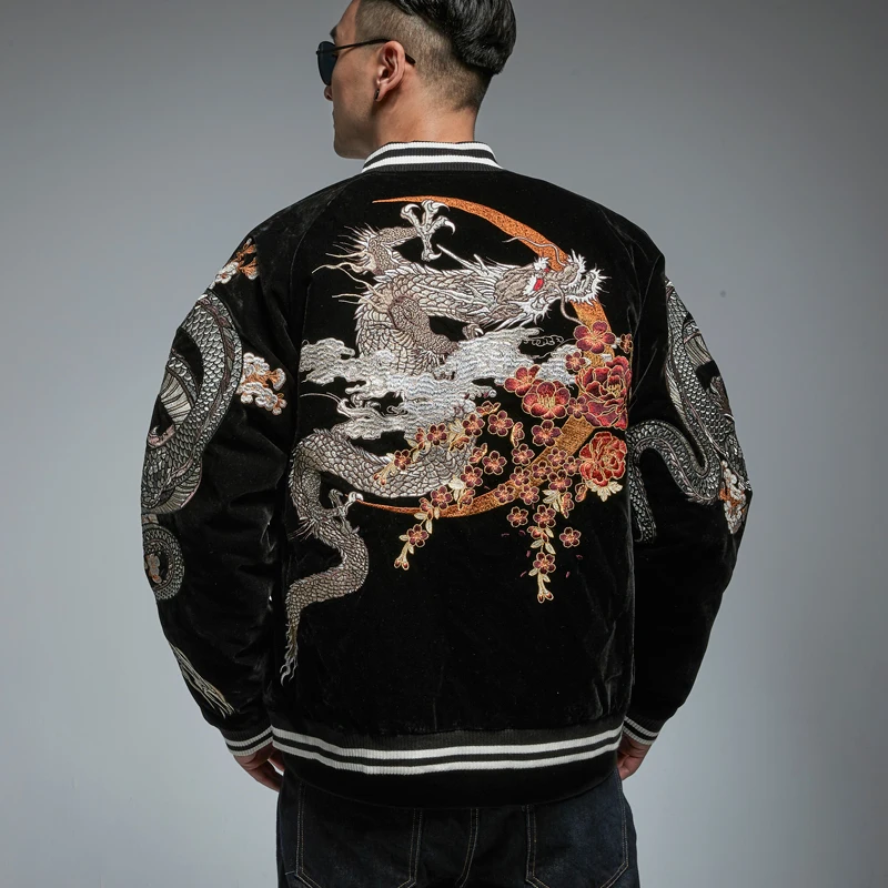 

2022 spring and Autumn New Chinese Style Embroidered dragon jacket Japanese ukiyo tide brand men's personalized casual jacket