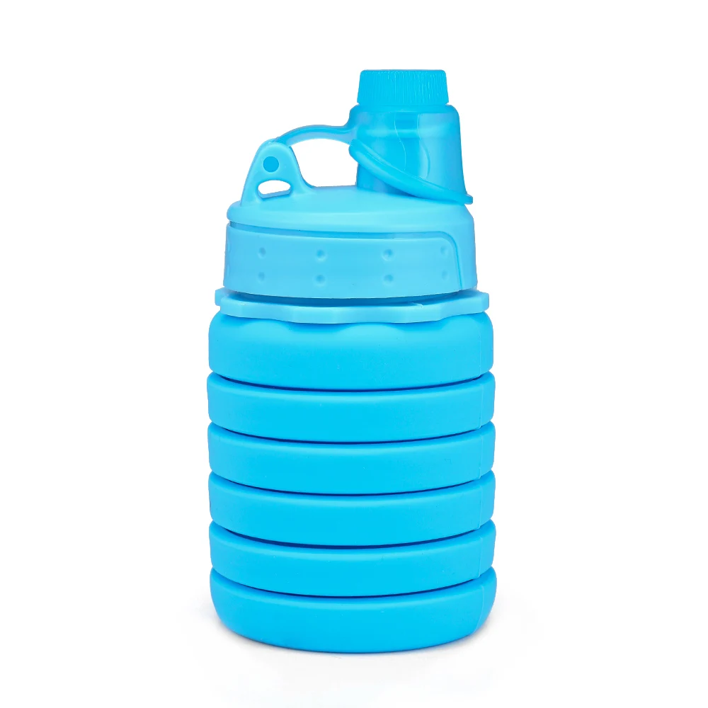 Sky Blue 500 мл портативная силиконовая бутылка для воды, Выдвижная складная кофейная бутылка, для путешествий, для питья, складной спортивный чайник для напитков - Цвет: Sky Blue
