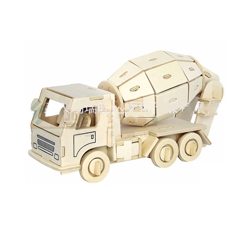 

3D Three-dimensional Wooden Mosaic Wood Simulation Children Concrete Delivery Truck Model Manual Building Jigsaw Puzzle Toys
