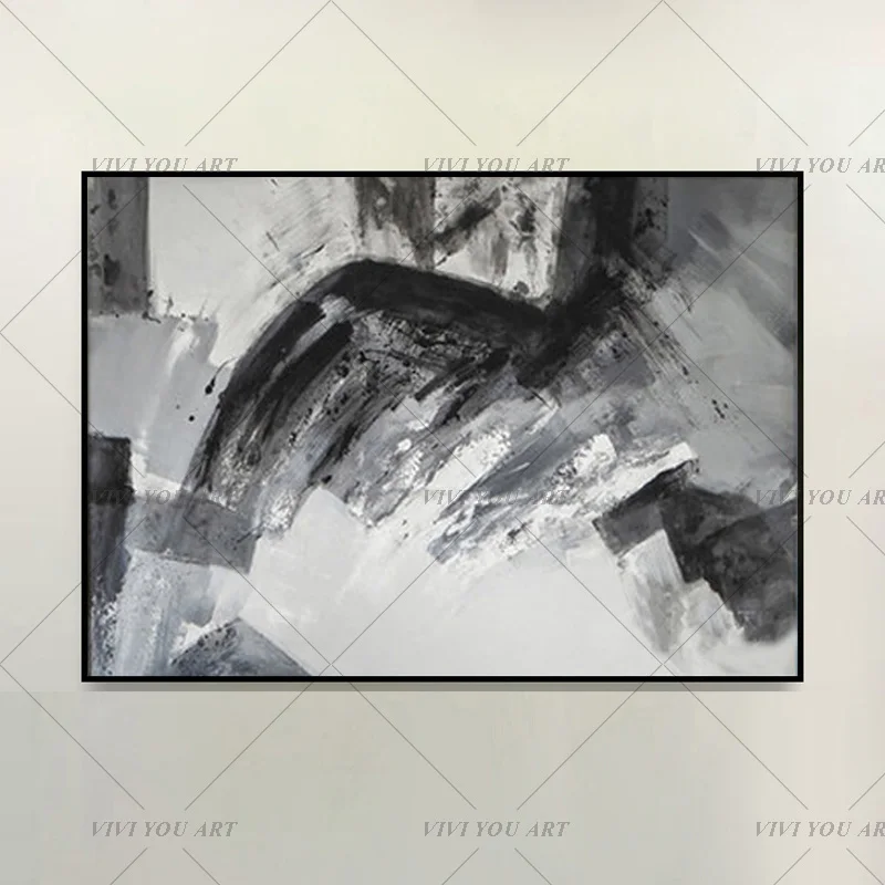 

Large 100% Handpainted Oil Painting Modern Original Oil Painting Art Taupe White BLack Contemporary Design Canvas Free Shipping