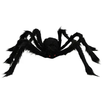 

Unique Artificial Plush Spiders Black Realistic Fake Spider Props Prank Jokes Toy Halloween Party Haunted House Scary Decoration