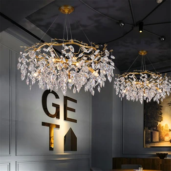 

Nordic Luxury Gold Crystal Ceiling Chandelier Modern Large Lustre Hanging Lamp for Living Room Hotel Hall Decor Indoor Lighting