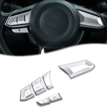 

6Pcs Car Styling Steering Wheel Button Covers Trims Stickers for Mazda CX-5 CX5 2017 2018 2019 Standard Configuration